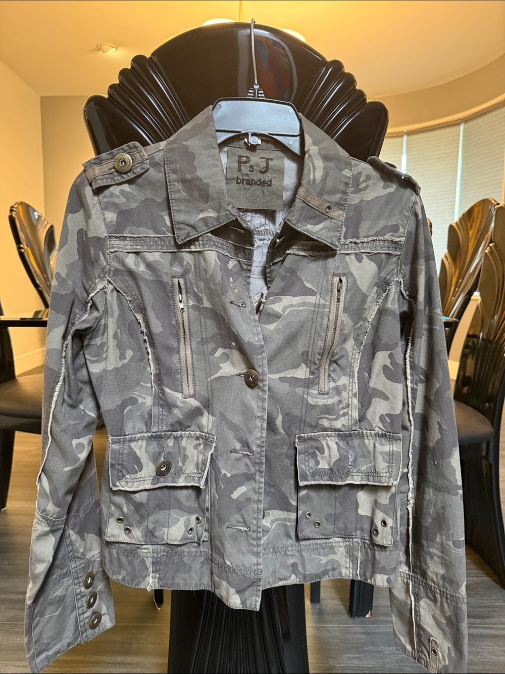 J Brand Gray Camouflage Utility Jacket